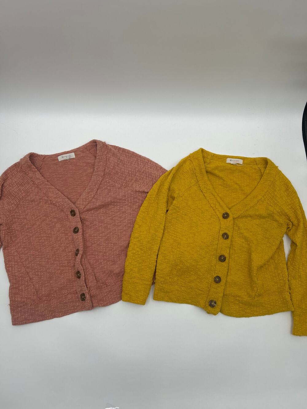 Two by Vince Camuto Cardigan Sweater Lot of 2 Size Med Mustard Gold Pink Rose